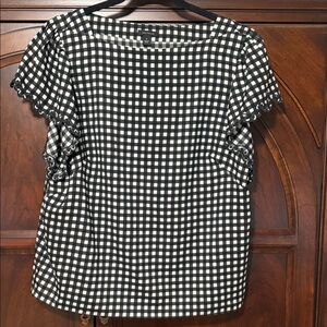 Ann Taylor M Black & White Gingham Ruffle Sleeve Women's Top